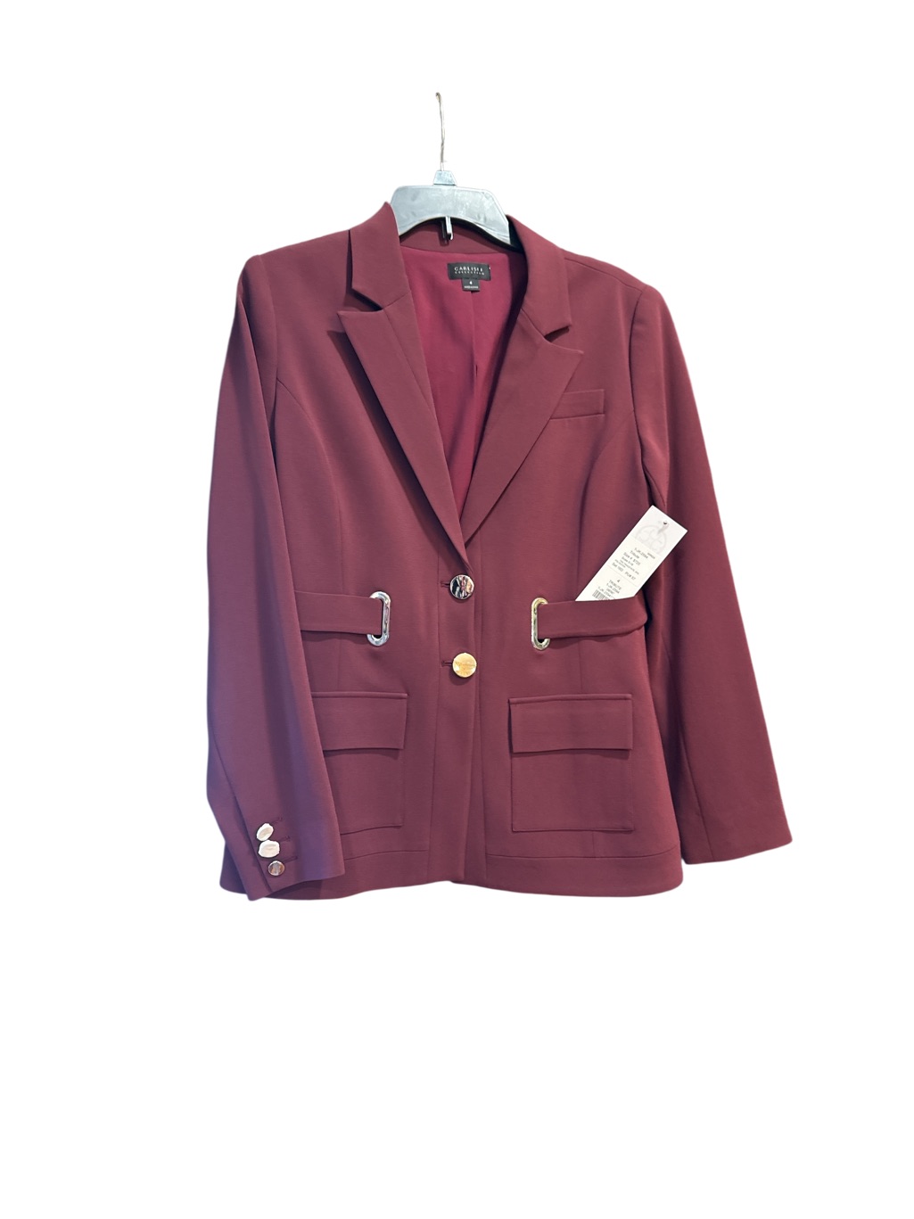 Tahari Plum Single-Breasted Notch Lapel Blazer
